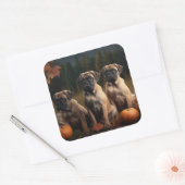 Bullmastiff Puppy Herfst Delight Pompoen Vierkante Sticker (Envelop)