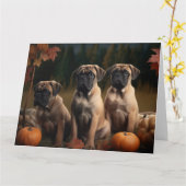 Bullmastiff Puppy Herfstplezier Pompoen Kaart (Gele Bloem)