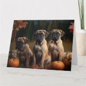 Bullmastiff Puppy Herfstplezier Pompoen Kaart (Voorkant)