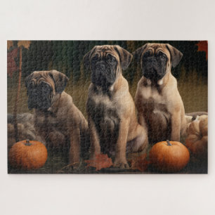 Bullmastiff Puppy Herfstplezier Pompoen Legpuzzel