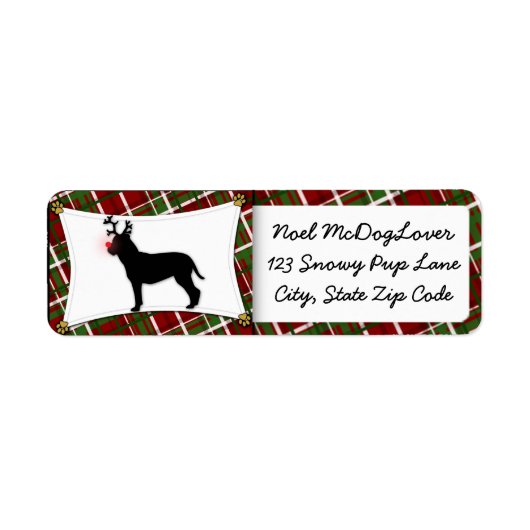 Bullmastiff Rendier Kerstmis Etiket (Voorkant)