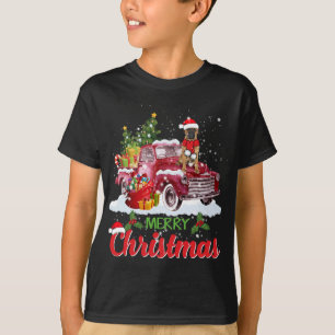 Bullmastiff Riding Red Truck Merry Kerstmis T-shirt