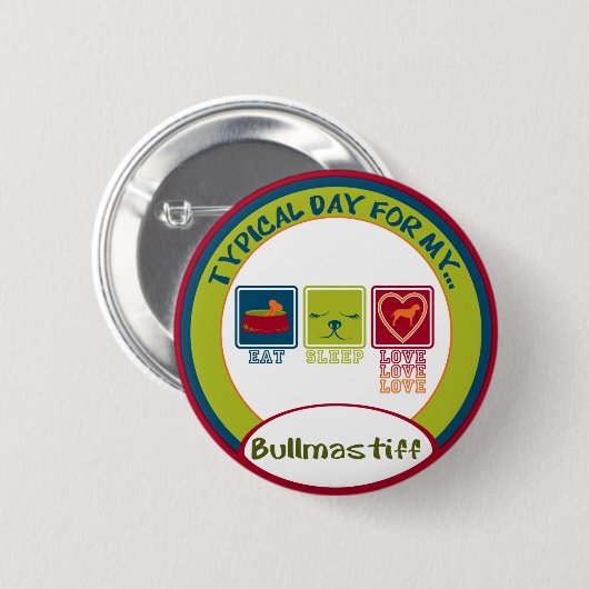 Bullmastiff Ronde Button 5,7 Cm (Voorkant /achterkant)