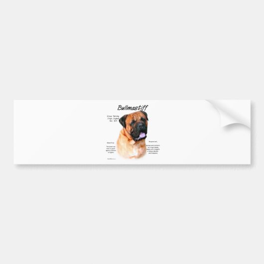 Bullmastiff (rood) het Ontwerp van de Geschiedenis Bumpersticker (Voorkant)
