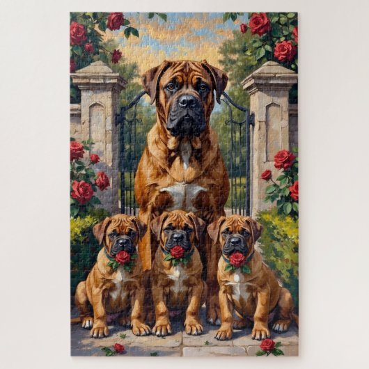 Bullmastiff Rozentuin Kunst Legpuzzel (Verticaal)