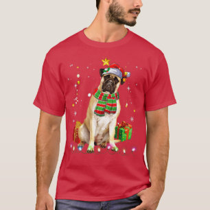 Bullmastiff Santa Funny kerstboom Lights Xmas T-shirt