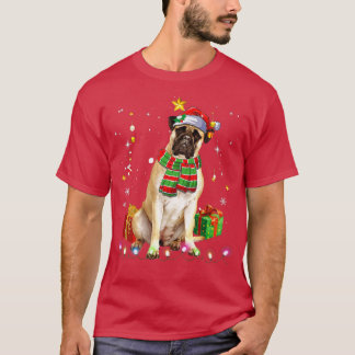 Bullmastiff Santa Funny kerstboom Lights Xmas T-shirt