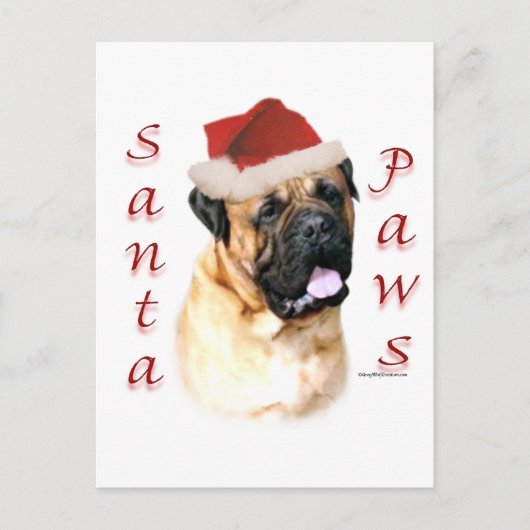 Bullmastiff Santa Paws Feestdagenkaart (Voorkant)