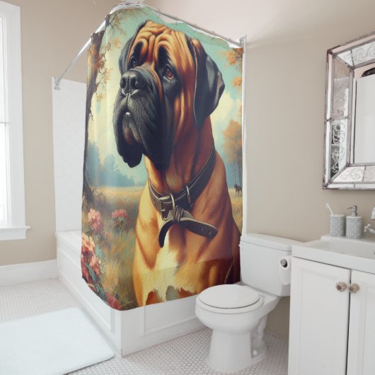 Bullmastiff Schilderij Douchegordijn (In situ)