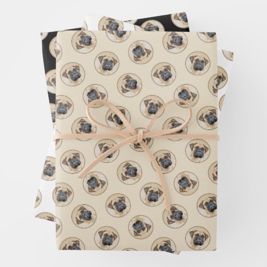 Bullmastiff Schilderij Fawn Red Sable Schattigee D Inpakpapier Vel (In situ)