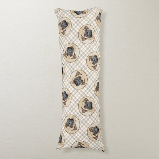 Bullmastiff Schilderij Fawn Red Sable Schattigee D Lichaamskussen (Voorkant Verticaal)