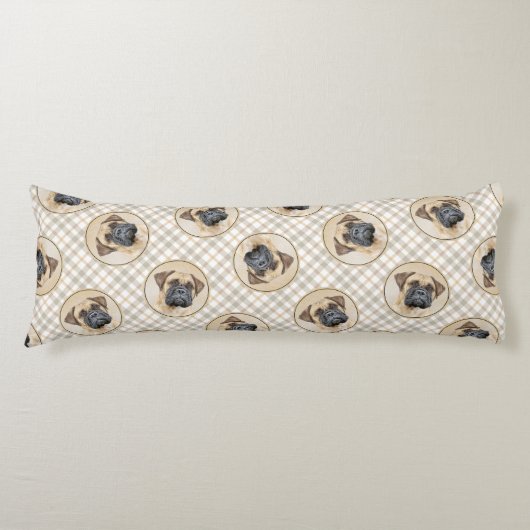 Bullmastiff Schilderij Fawn Red Sable Schattigee D Lichaamskussen (Voorkant)