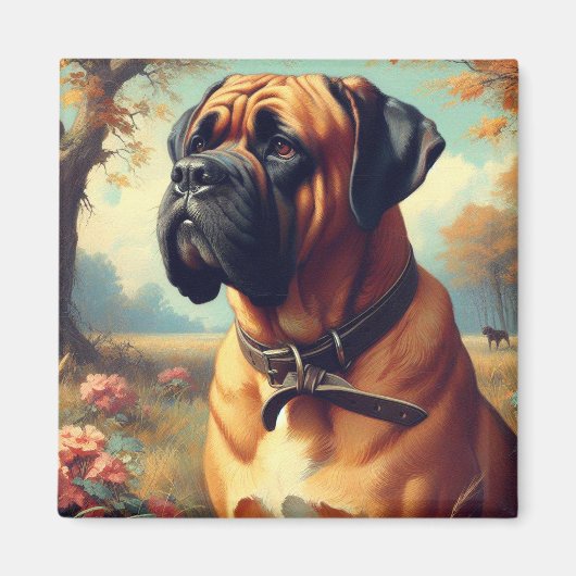  Bullmastiff Schilderij Magneet (Voorkant)