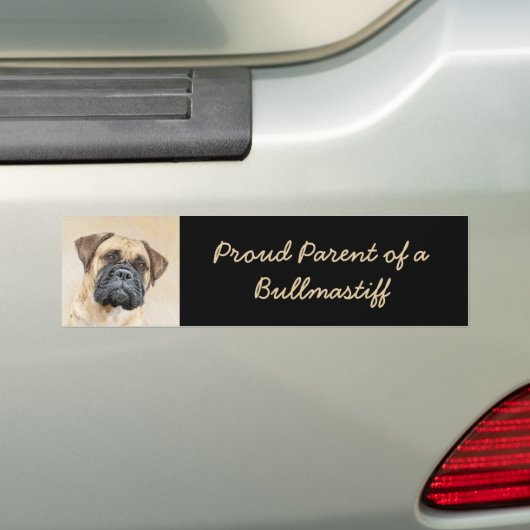 Bullmastiff-schildering - Kute Original Dog Art Bumpersticker (Op auto)