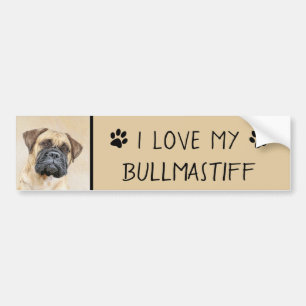 Bullmastiff-schildering - Kute Original Dog Art Bumpersticker