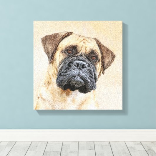 Bullmastiff-schildering - Kute Original Dog Art Canvas Afdruk (Insitu (Houten vloer))
