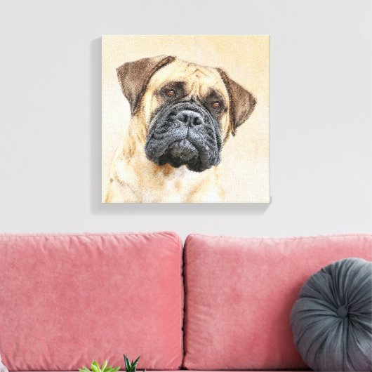 Bullmastiff-schildering - Kute Original Dog Art Canvas Afdruk (Insitu (Woonkamer))