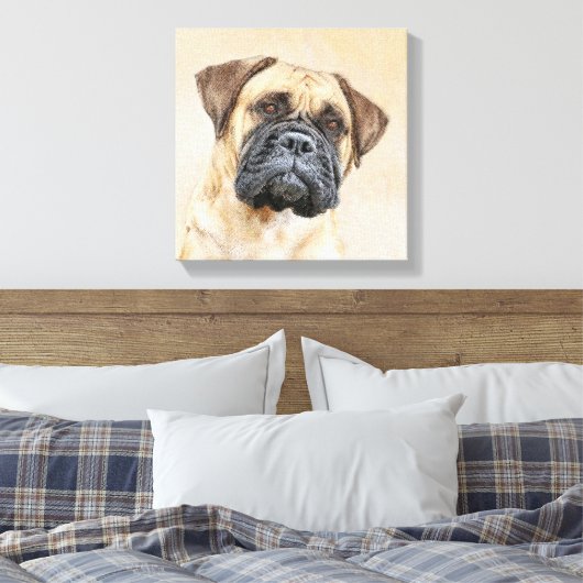 Bullmastiff-schildering - Kute Original Dog Art Canvas Afdruk (Insitu (Slaapkamer))