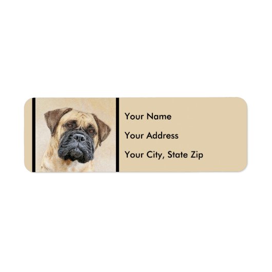 Bullmastiff-schildering - Kute Original Dog Art Etiket (Voorkant)