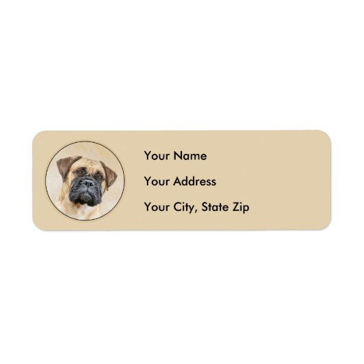 Bullmastiff-schildering - Kute Original Dog Art Etiket (Voorkant)