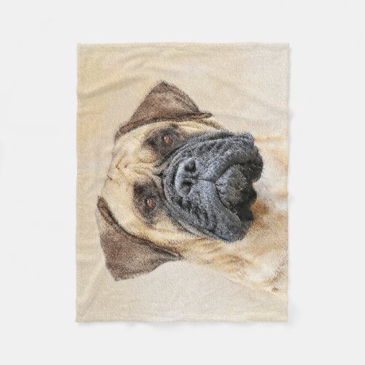 Bullmastiff-schildering - Kute Original Dog Art Fleece Deken (Voorkant)