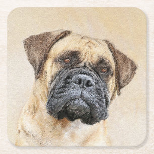 Bullmastiff-schildering - Kute Original Dog Art Kartonnen Onderzetters