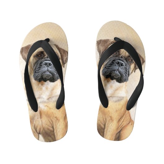 Bullmastiff-schildering - Kute Original Dog Art Kinder Teenslippers (Voetbed)