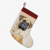 Bullmastiff-schildering - Kute Original Dog Art Kleine Kerstsok (Voorkant (Hangend))