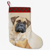 Bullmastiff-schildering - Kute Original Dog Art Kleine Kerstsok (Voorkant)