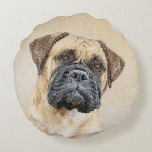 Bullmastiff-schildering - Kute Original Dog Art Rond Kussen