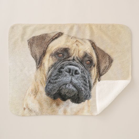Bullmastiff-schildering - Kute Original Dog Art Sherpa Deken (Voorkant (horizontaal))