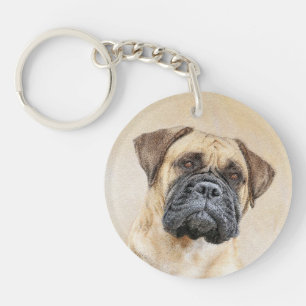 Bullmastiff-schildering - Kute Original Dog Art Sleutelhanger