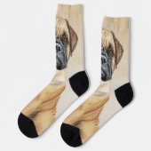 Bullmastiff-schildering - Kute Original Dog Art Sokken (Links)