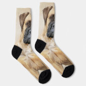 Bullmastiff-schildering - Kute Original Dog Art Sokken (Rechts)