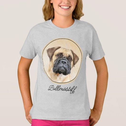 Bullmastiff-schildering - Kute Original Dog Art T- T-shirt (Voorkant)