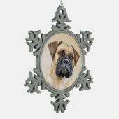 Bullmastiff-schildering - Kute Original Dog Art Tin Sneeuwvlok Ornament (Links)