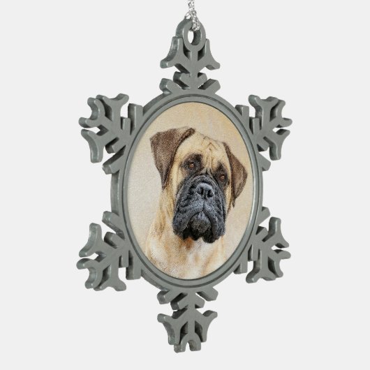 Bullmastiff-schildering - Kute Original Dog Art Tin Sneeuwvlok Ornament (Links)