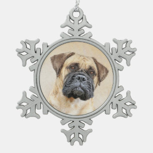 Bullmastiff-schildering - Kute Original Dog Art Tin Sneeuwvlok Ornament