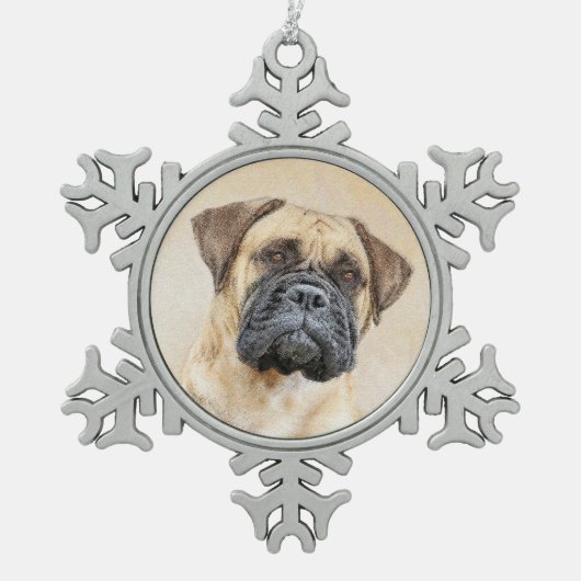Bullmastiff-schildering - Kute Original Dog Art Tin Sneeuwvlok Ornament (Voorkant)