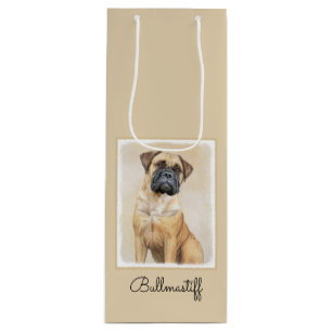 Bullmastiff-schildering - Kute Original Dog Art Wijn Cadeautas