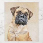 Bullmastiff-schildering - Kute Original Dog Art Wijn Etiket (Enkel label)