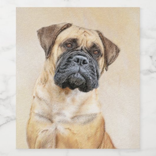 Bullmastiff-schildering - Kute Original Dog Art Wijn Etiket (Enkel label)