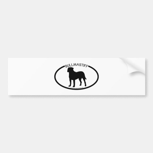 Bullmastiff Silhouette Black Bumpersticker (Voorkant)