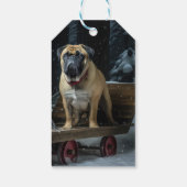 Bullmastiff Sneeuw Slede Kerst Decoratie Cadeaulabel (Achterkant)