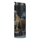 Bullmastiff Sneeuw Slede Kerst Decoratie Thermosbeker (Geroteerd rechts)