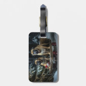 Bullmastiff Snowy Sleigh Kerstdecoratie Bagagelabel (Achterkant verticaal)