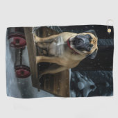 Bullmastiff Snowy Sleigh Kerstdecoratie Golfhanddoek (Horizontaal)