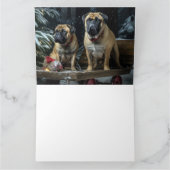 Bullmastiff Snowy Sleigh Kerstdecoratie Kaart (Binnen)