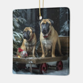 Bullmastiff Snowy Sleigh Kerstdecoratie Keramisch Ornament (Links)