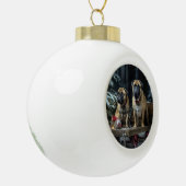 Bullmastiff Snowy Sleigh Kerstdecoratie Keramische Bal Ornament (Links)